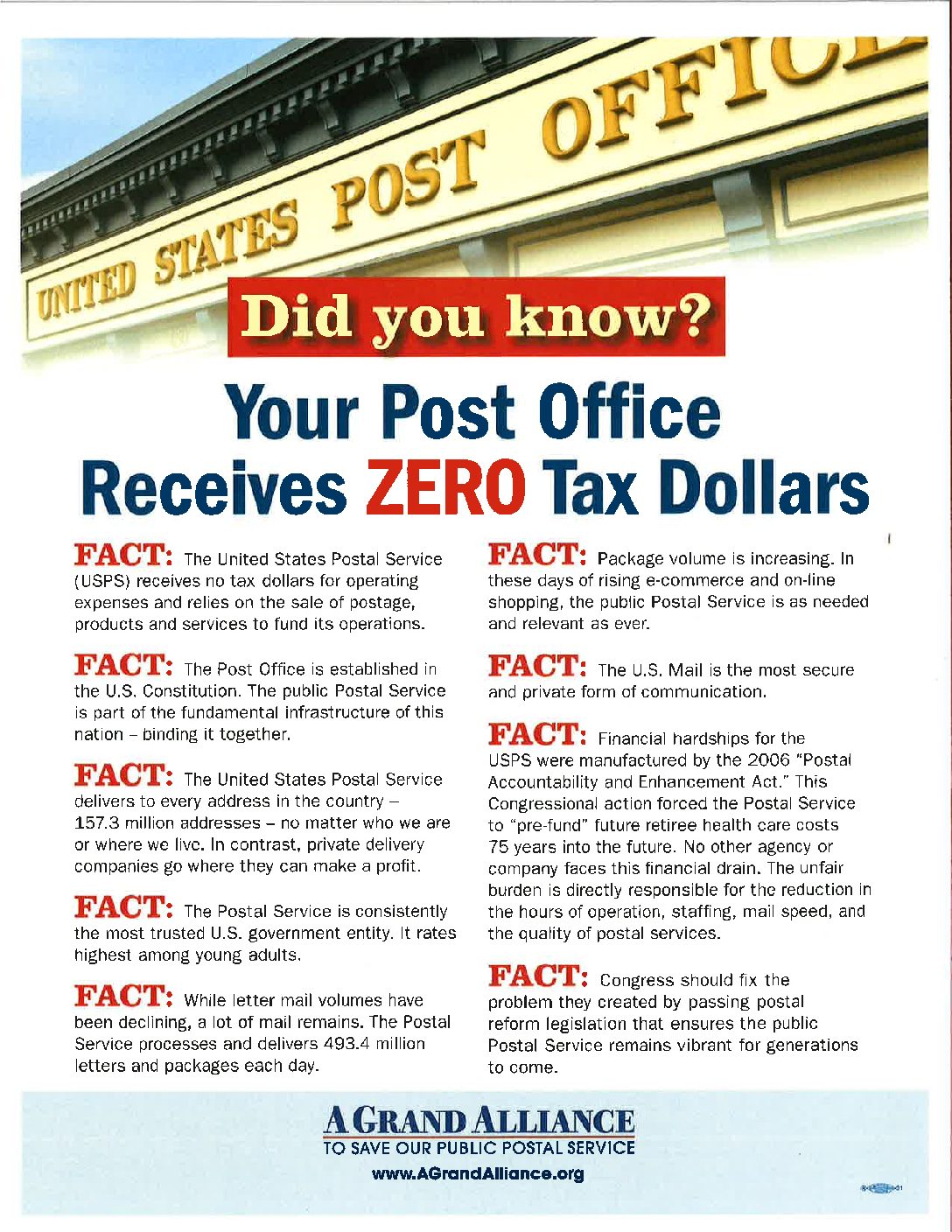 Your Post Office Receives ZERO Tax Dollars